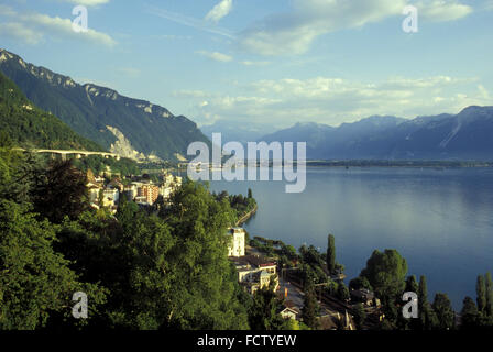 CHE, Schweiz, Genfer See in der Nähe von Montreux.  CHE, Schweiz, der Genfer See Bei Montreux. Stockfoto