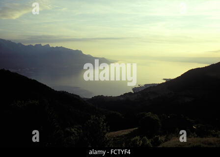 CHE, Schweiz, Blick von Caux auf den Genfer See in der Nähe von Montreux.  CHE, Schweiz, Blick von Caux Auf Den Genfer See Bei Montreux Stockfoto