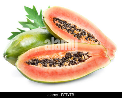 Papaya Frucht isoliert auf einem weißen Hintergrund. Datei enthält Beschneidungspfade. Stockfoto