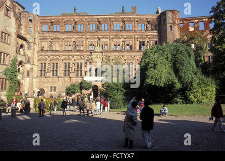 DEU, Deutschland, Heidelberg, Fassade des Schlosses.  DEU, Deutschland, Heidelberg, Das Schloss. Stockfoto