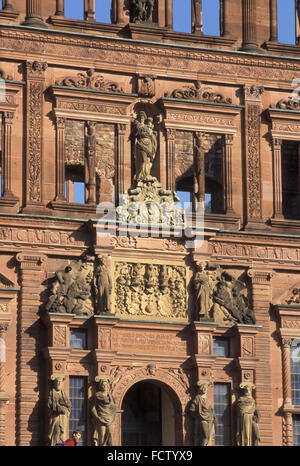 DEU, Deutschland, Heidelberg, Fassade des Schlosses.  DEU, Deutschland, Heidelberg, Das Schloss. Stockfoto