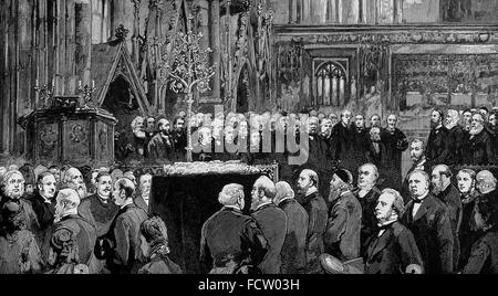 Englische Naturforscher CHARLES DARWIN (1809-1882). Beerdigung in der Westminster Abbey am 26. April 1882. Stockfoto