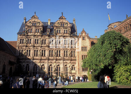 DEU, Deutschland, Heidelberg, Fassade des Schlosses.  DEU, Deutschland, Heidelberg, Das Schloss. Stockfoto