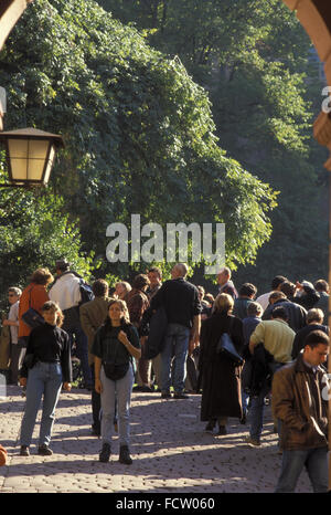 DEU, Deutschland, Heidelberg, Besucher auf der Burg.  DEU, Deutschland, Heidelberg, Besucherausweis bin Schloss. Stockfoto