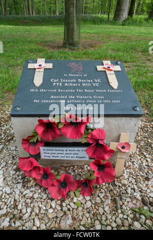 Ein Denkmal für zwei Victoria-Kreuz-Gewinner im Delville Wood, Longuval, nah an das Museum, South African Kräfte Stockfoto