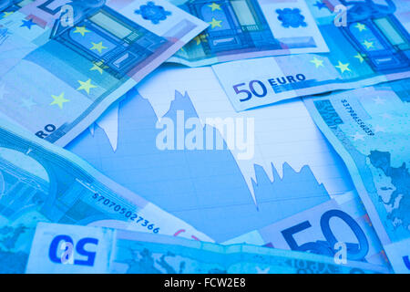 Geld, um ein Diagramm Stockfoto