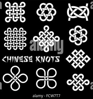 Chinesische Knoten (Kleeblatt, Blume Knoten, Endless Knot, etc.)-Kollektion für Ihr Design oder Projekt Stock Vektor