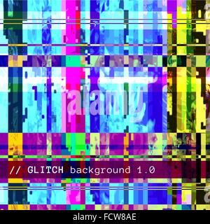 Vektor leuchtenden Farben moderne abstrakte digitale Glitch Grafikdesign beschädigt Daten Datei Hintergrund Stock Vektor