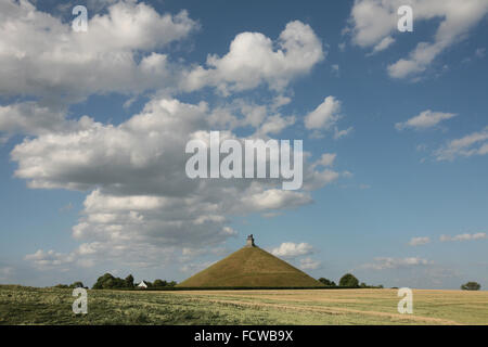 Löwenhügel über das Schlachtfeld der Schlacht von Waterloo (1815) in der Nähe von Brüssel, Belgien. Stockfoto