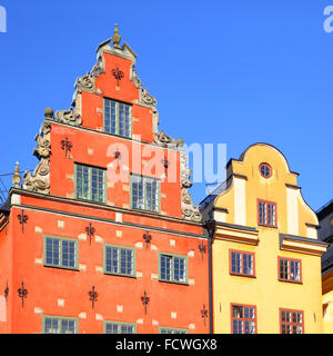 Alte Gebäude am Platz Stortorget, Stockholm Stockfoto