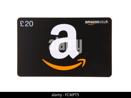 £20 Amazon Gutschein auf weißem Hintergrund Stockfoto