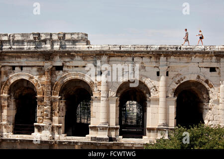 Arènes de Nîmes römische Amphitheater. Nimes, Gard, Frankreich Stockfoto