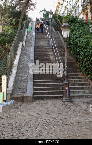 Die Treppe Schritte von Montmartre, 18. Arrondissement, Paris, Frankreich. Stockfoto