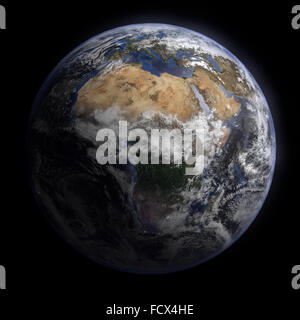 Planetenerde mit Wolken und Atmosphäre. Blick auf Afrika. Elemente dieses Bildes, eingerichtet von der NASA Stockfoto