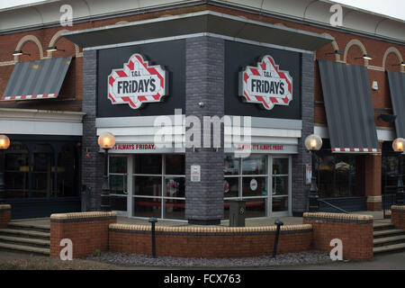 TGI Friday's Restaurant am Newport Road, Cardiff, Südwales. Stockfoto