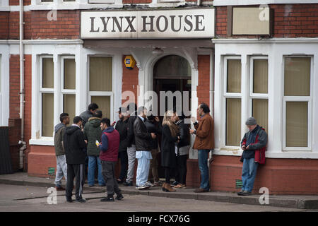 Luchs-Haus in Cardiff, Südwales, dem Asylbewerber untergebracht. Stockfoto