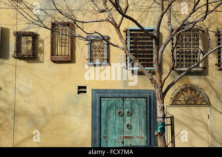 Wand Eisen Fenster, Santana Row, San Jose, Kalifornien Stockfoto