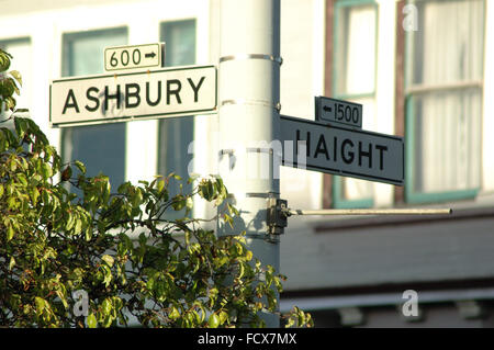Haight - Ashbury Straßenschild in San Francisco, CA Stockfoto