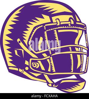Illustration einer american-Football-Helm auf isolierten weißen Hintergrund in Retro-Holzschnitt Stil getan. Stock Vektor