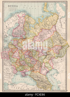 Europäisches Russland: einschließlich Kaukasus & Finnland. Bartholomäus, 1890 Antike Landkarte Stockfoto