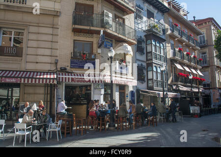 Cafés in der Plaza de Las Flores in Murcia, Spanien Stockfoto