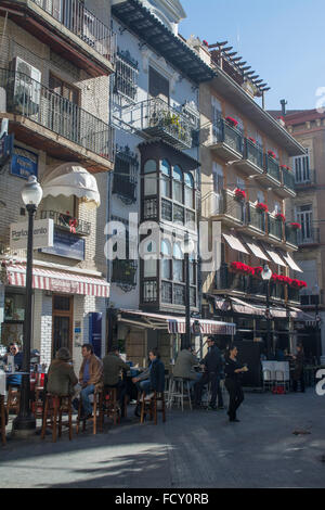 Cafés in der Plaza de Las Flores in Murcia, Spanien Stockfoto