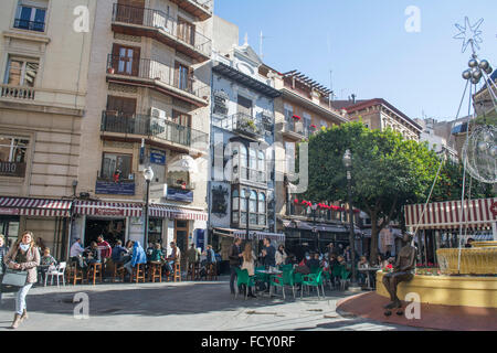 Cafés in der Plaza de Las Flores in Murcia, Spanien Stockfoto