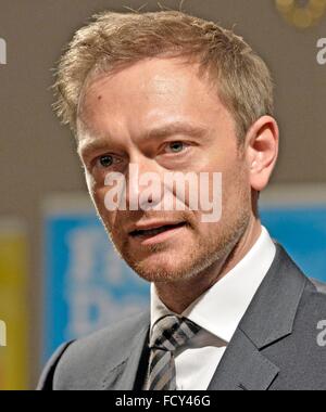 Christian Lindener, Frontmann der FDP, Freiburg, 21. Januar 2016. Stockfoto