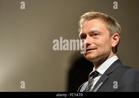 Christian Lindener, Frontmann der FDP, Freiburg, 21. Januar 2016. Stockfoto