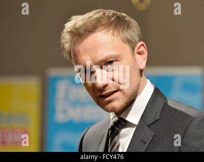 Christian Lindener, Frontmann der FDP, Freiburg, 21. Januar 2016. Stockfoto