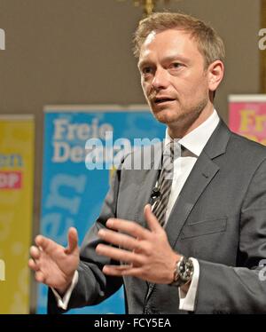 Christian Lindener, Frontmann der FDP, Freiburg, 21. Januar 2016. Stockfoto