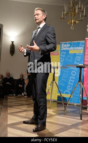 Christian Lindener, Frontmann der FDP, Freiburg, 21. Januar 2016. Stockfoto