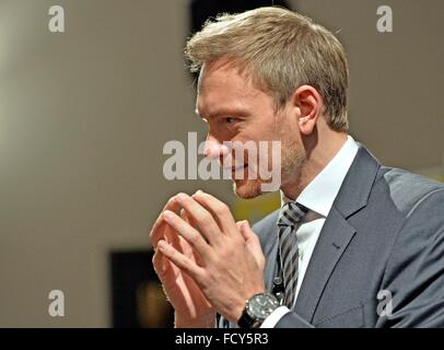 Christian Lindener, Frontmann der FDP, Freiburg, 21. Januar 2016. Stockfoto