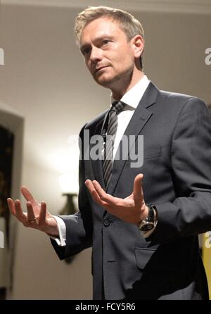 Christian Lindener, Frontmann der FDP, Freiburg, 21. Januar 2016. Stockfoto