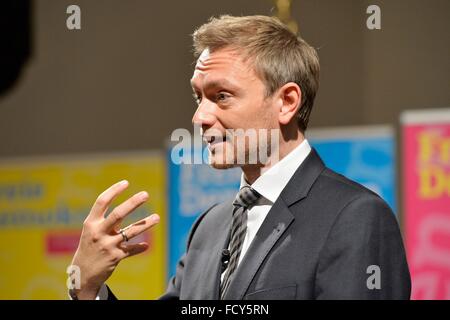 Christian Lindener, Frontmann der FDP, Freiburg, 21. Januar 2016. Stockfoto