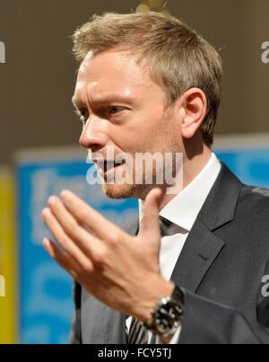 Christian Lindener, Frontmann der FDP, Freiburg, 21. Januar 2016. Stockfoto