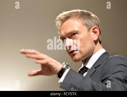 Christian Lindener, Frontmann der FDP, Freiburg, 21. Januar 2016. Stockfoto