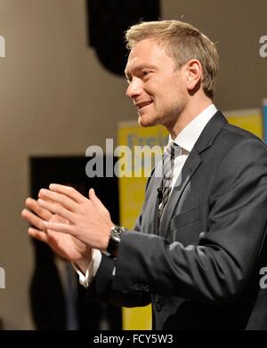 Christian Lindener, Frontmann der FDP, Freiburg, 21. Januar 2016. Stockfoto