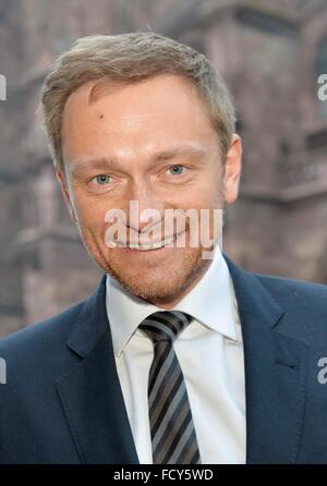 Christian Lindener, Frontmann der FDP, Freiburg, 21. Januar 2016. Stockfoto