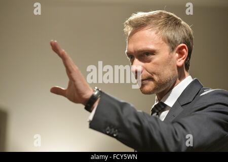 Christian Lindener, Frontmann der FDP, Freiburg, 21. Januar 2016. Stockfoto