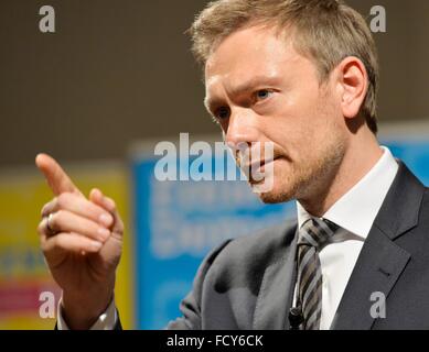 Christian Lindener, Frontmann der FDP, Freiburg, 21. Januar 2016. Stockfoto