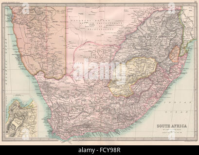 Südliches Afrika: Namibia = "Große Namaqua Land". Betschuanaland, 1890 Antike Landkarte Stockfoto