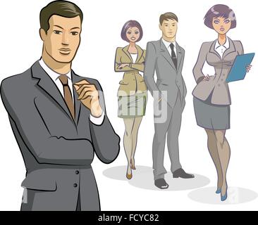 Geschäftsmann Gruppe stand. Vektor-Illustration isoliert auf weißem Hintergrund Stock Vektor