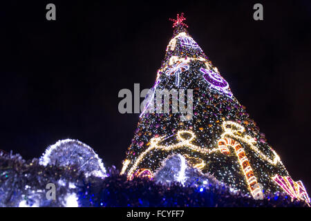 Weihnachtsbeleuchtung von Castle Square of Warsaw, Polen Stockfoto