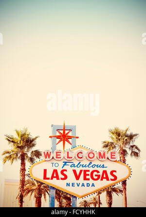 Retro stilisierte Welcome To Las Vegas Sign mit Textfreiraum.