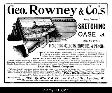 Rowney und Co, skizzieren Fall Werbung von 1900 The Studio Magazine Stockfoto