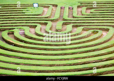 Cockington Green Gardens Labyrinth im Australian Capital Territory, die Miniaturgärten umfassen auch englische Dörfer und internationale Gebiete, Australien Stockfoto