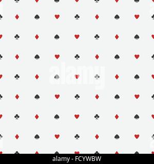 nahtlose Muster der Spielkarte passt auf weißem Hintergrund. Vektor-Hintergrund-Design. Herz, Pik, Karo und Clubs Symbol. c Stock Vektor