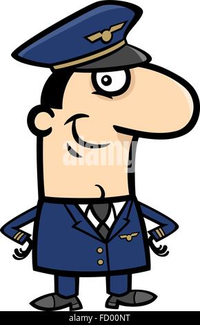 Cartoon-Illustration der Airliner Pilot Fachberuf Stock Vektor