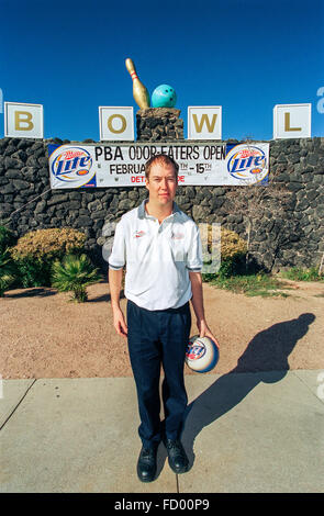 TUCSON, AZ-Februar 15: Pro Bowler Patrick Allen an die PBA Geruch-Esser offen Held in Tucson, Arizona am 15. Februar 2004. Stockfoto